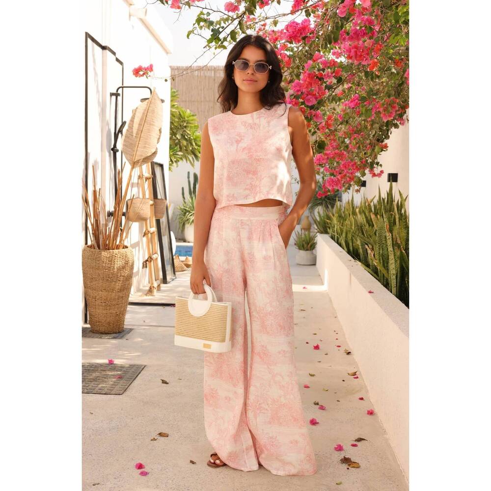 NEW MILIO MILANO island pleated pants in blush